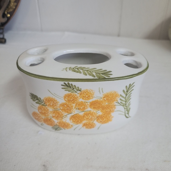 Vintage Italian Pottery Toothbrush Holder Bathroom Accessories Hand Painted - Picture 3 of 10